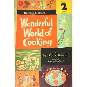 Libro de cocina vintage MCM Wonderful World of Cooking con recetas italianas, Bateman Mid Century Modern Kitchen