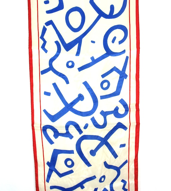 Vintage Albert Nipon Abstract Pop Art Silk Scarf … - image 2