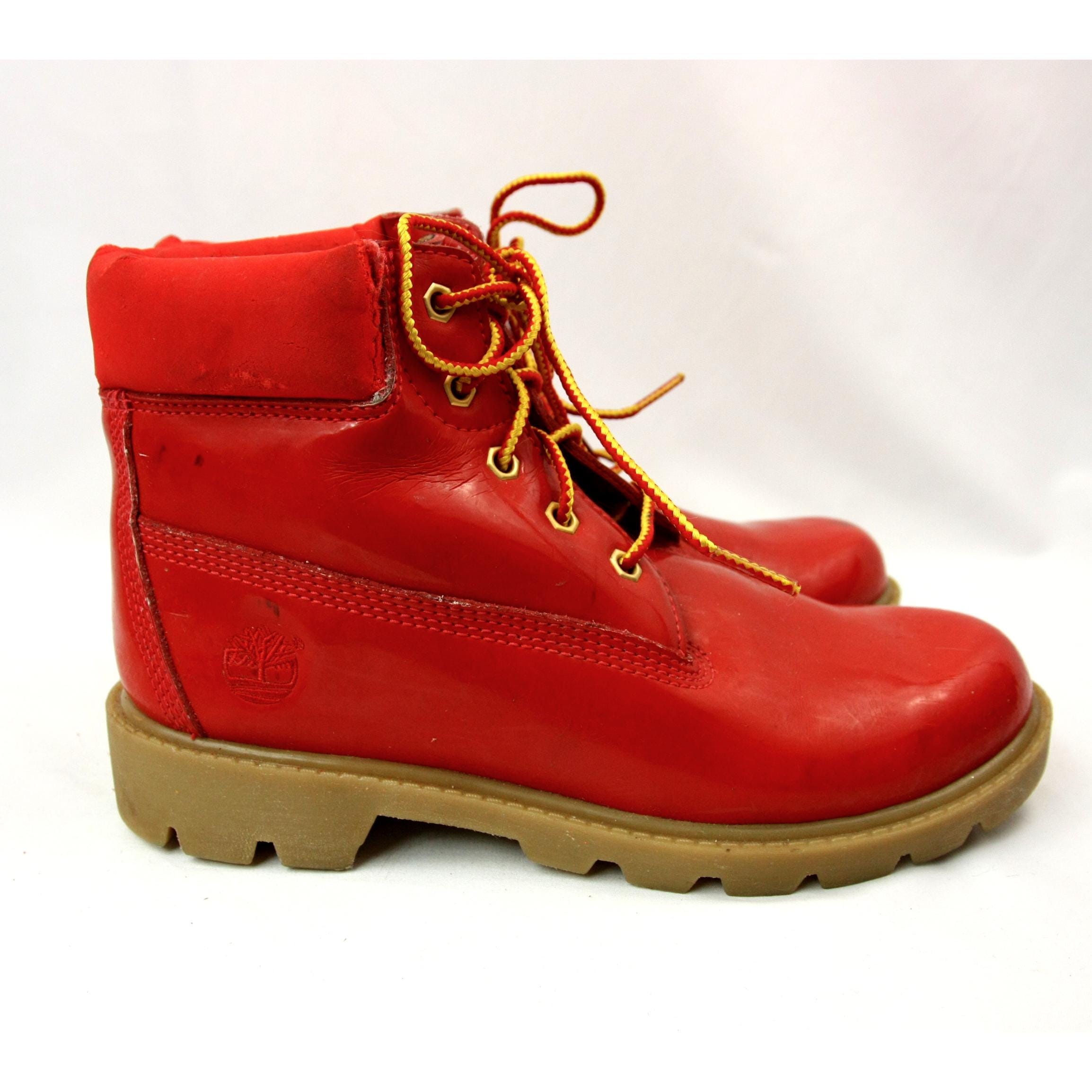 Timberland Mens Vintage Red Leather Convertible Lace Up Combat Boots 90\'s Rare Timberland Lace Up Red Boots for Men for Sale | Shop New  main image 3