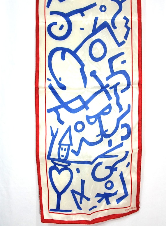 Vintage Albert Nipon Abstract Pop Art Silk Scarf … - image 4
