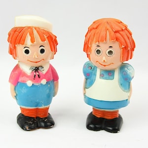 Vintage Rtagdy Ann und Andy Hartplastik Figuren Buddy L Bobbs Merrill 1960er Jahre