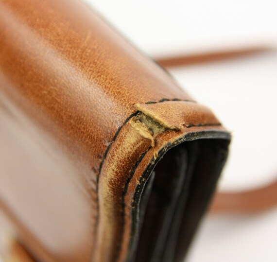 Vintage Leather Messenger Satchel Envelope Handba… - image 9
