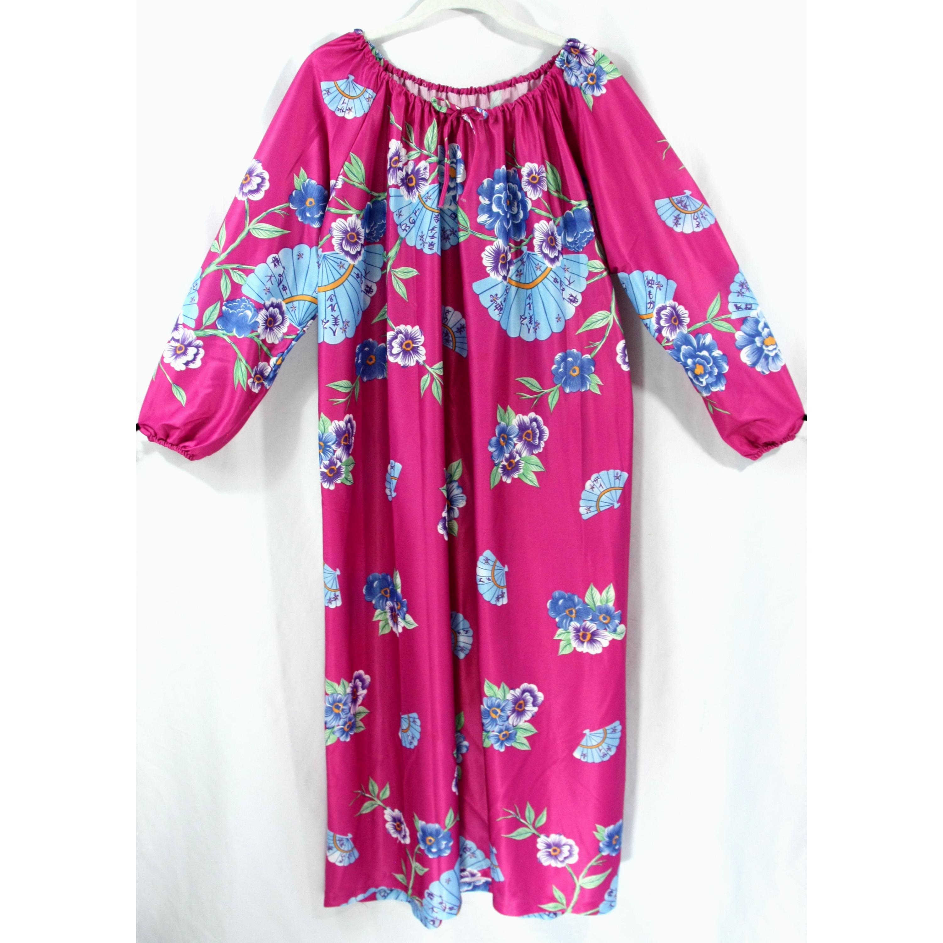 Vintage Handmade Colorful Asian Floral Fans Caftan Muumuu Boho Hippie Dress  M 1970s - Etsy Israel