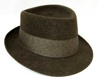 Vintage Stetson Royal DeLuxe Mens Wool Felt Fedora Tryolean Trilby Hat 1970s Brown Grandpacore