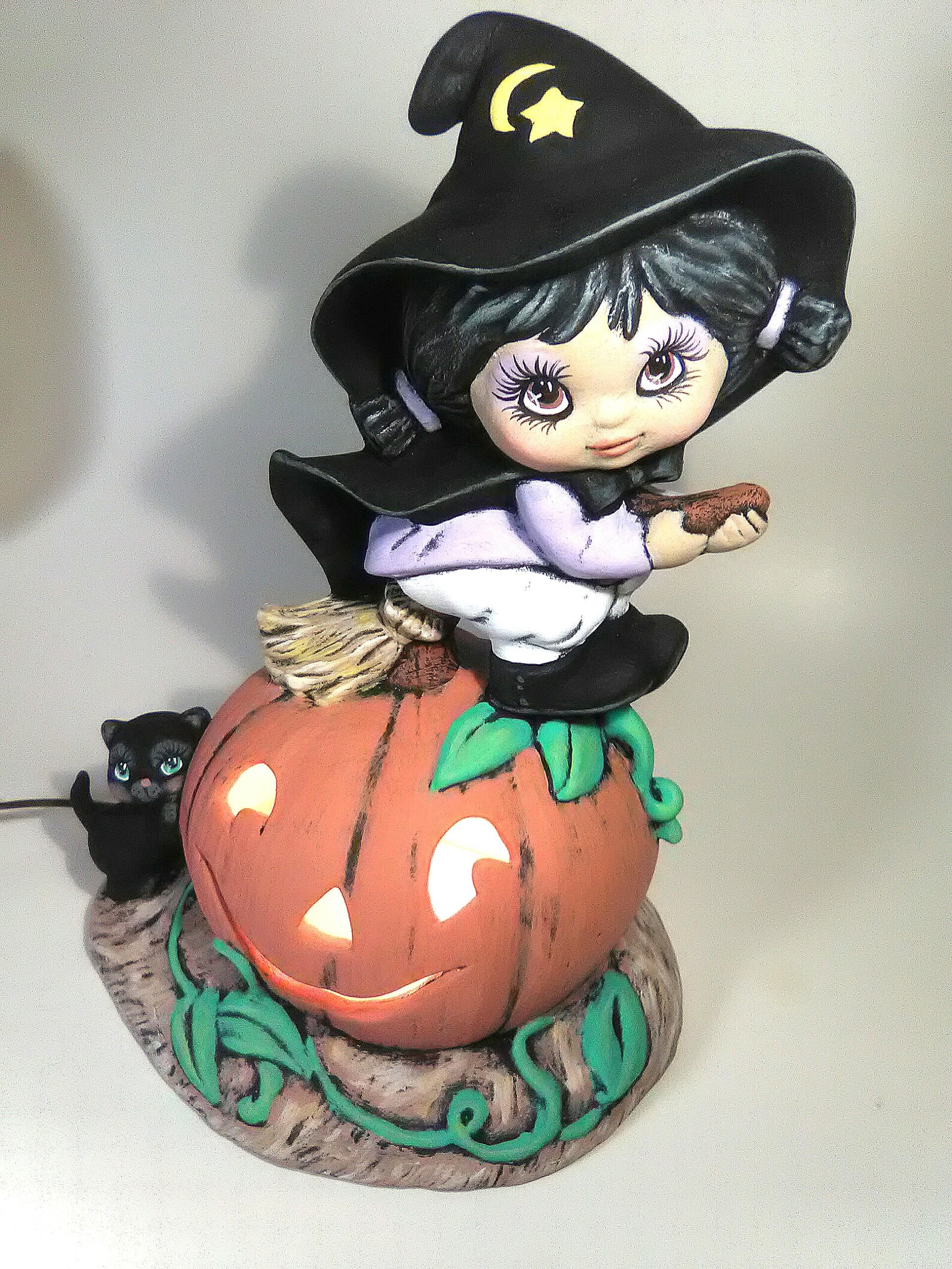 Ceramic Witch Halloween Ceramics Cute Witch Pumpkin Etsy