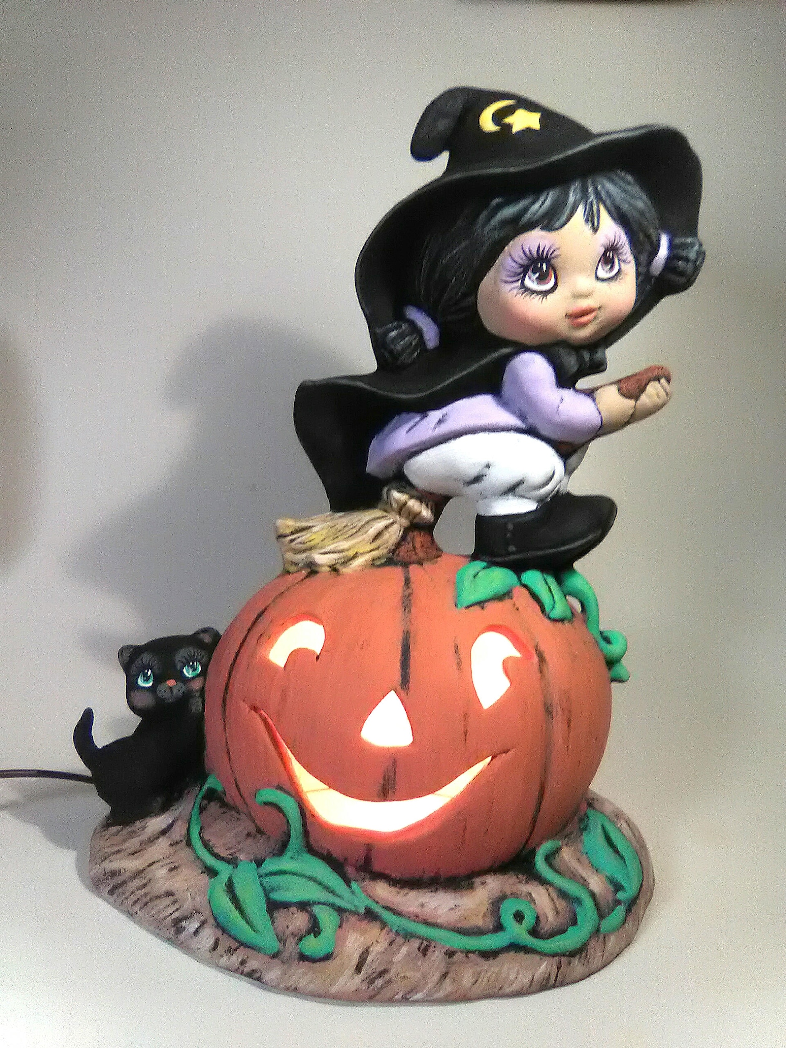 Ceramic Witch Halloween Ceramics Cute Witch Pumpkin Etsy