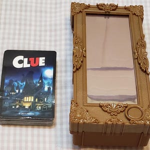 Juego completo de cartas de Clue y Espejo Mágico - Cartas de armas de la Sala del Sospechoso, Espejo de Clue, Piezas del juego de mesa Clue, Manualidades para juegos de mesa