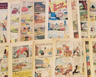 Vintage Comic Book Pages - Cartoon Comic Pages for Repurposing Crafts Scrapbooking - Silver Age Comics - Mickey Mouse Bugs Bunny