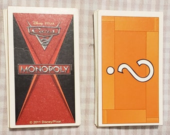 Cars 2 Monopoly Cards - Cars Cards Chance Cards - Disney Monopoly - Specialty Monopoly Game - Board Game Craft