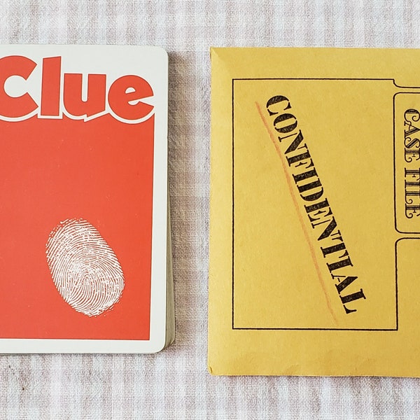 Vintage Clue Game Cards Complete Set - Suspect Room Weapons Cards Confidential Envelope - Clue Board Game Pieces - Replacement Game - 1970s