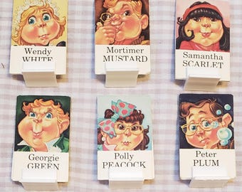 6 Clue Jr Suspect Tokens - Vintage Clue Junior Replacement Game 1980s