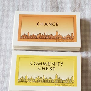 Cartes Monopoly Chance et Community Chest vintage - Pièces de jeu de cartes Monopoly vintage édition Deluxe - Jeu de remplacement - Années 1990