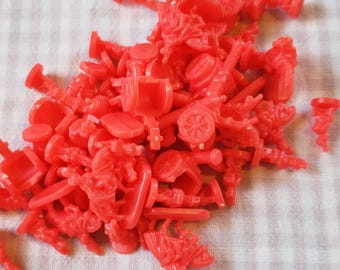 Red Risk Tokens - 59 Vintage Risk Army Tokens - Risk Board Game Replacement Pieces - Army Miniatures 1990s