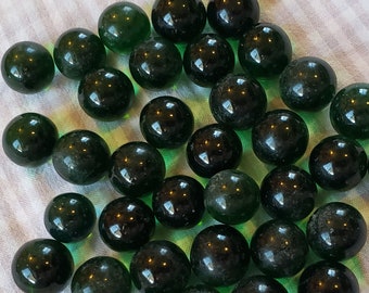 35 Green Glass Marbles - Assorted Loose Marbles - Vintage Marbles - Green Marbles - Colored Marbles - Marble Lot - Marble Crafts