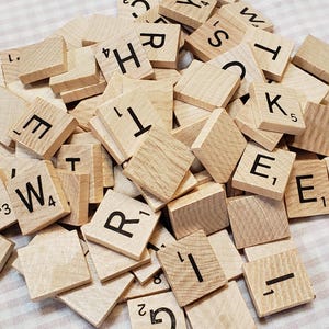100 Vintage Scrabble Tiles - Lot of Wooden Scrabble Letters - Assorted Scrabble Tiles Huge Lot - Vintage Game Pieces Letter Tiles
