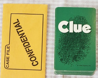 Vintage Clue Game Cards Complete Set - Suspect Room Weapons Cards Confidential Envelope - Clue Board Game Pieces - Replacement Game
