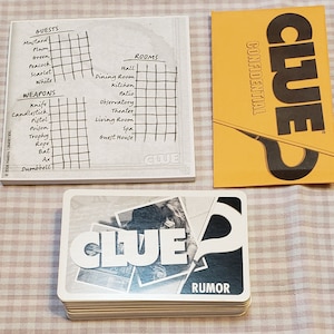 Juego completo de cartas de Clue - Cartas de armas de la habitación del sospechoso - Hoja de detective - Piezas del juego de mesa Clue - Manualidades para juegos de cartas - Juego de reemplazo