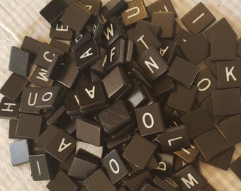 154 Ipswich Scrabble Tiles Huge Lot - Black Scrabble Letters - Assorted Scrabble Tiles - Vintage Scrabble - Game Pieces Letter Tiles