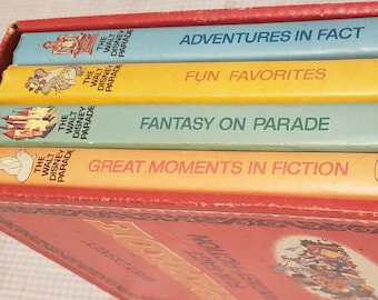 Walt Disney Parade Books Boxed Set - Fun Fact Fantasy Fiction Disney Books - Vintage Walt Disney Books - Vintage Books 1970s