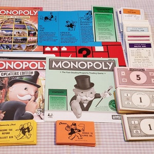 Monopoly Ephemera Lot - Board Game Ephemera - Monopoly Cards Monopoly Money - Vintage Monopoly - Board Game Craft - Board Game DIY