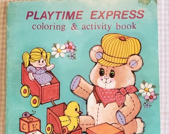 Vintage Coloring Book Unused - Playtime Express Coloring and Activity Book 1980s - Vintage Activity Book for Kids