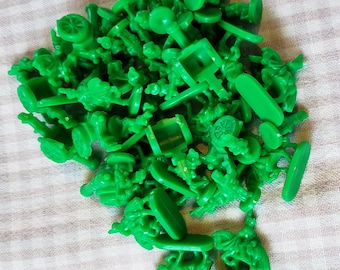 Green Risk Tokens - 58 Vintage Risk Army Tokens - Risk Board Game Replacement Pieces - Army Miniatures 1990s