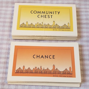 Cartes Monopoly Chance et Community Chest vintage - Pièces de jeu de cartes Monopoly vintage édition Deluxe - Jeu de remplacement - Années 1990