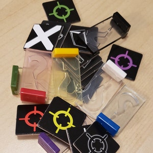 Clue Secrets and Spies Game Pieces - Clue Game Pieces - Question Mark Tokens - Clue Board Game Pieces - Clue Weapons - Game Pieces Crafts