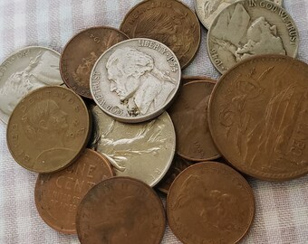 Vintage World Coins - US Canada Europe Coins - Vintage Coin Lot - Mid-Century Coins - Coin Crafts - Bulk Lot Coins