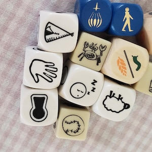 12 Picture Dice - Specialty Dice Large Dice - Image Dice - Storytelling Dice - Dice Lot - Board Game Crafts - Replacement Game Pieces