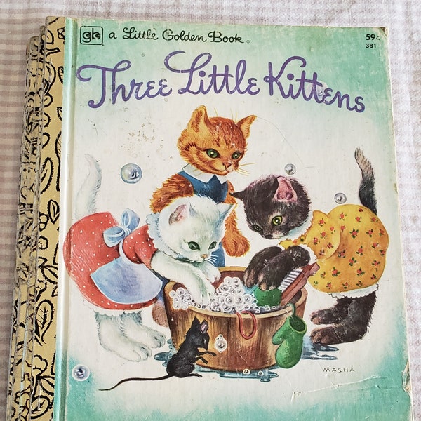 5 Vintage Little Golden Books - Three Little Kittens Child's Garden of Verses - Golden Book Lot - LGB - Kids Books - 1970s
