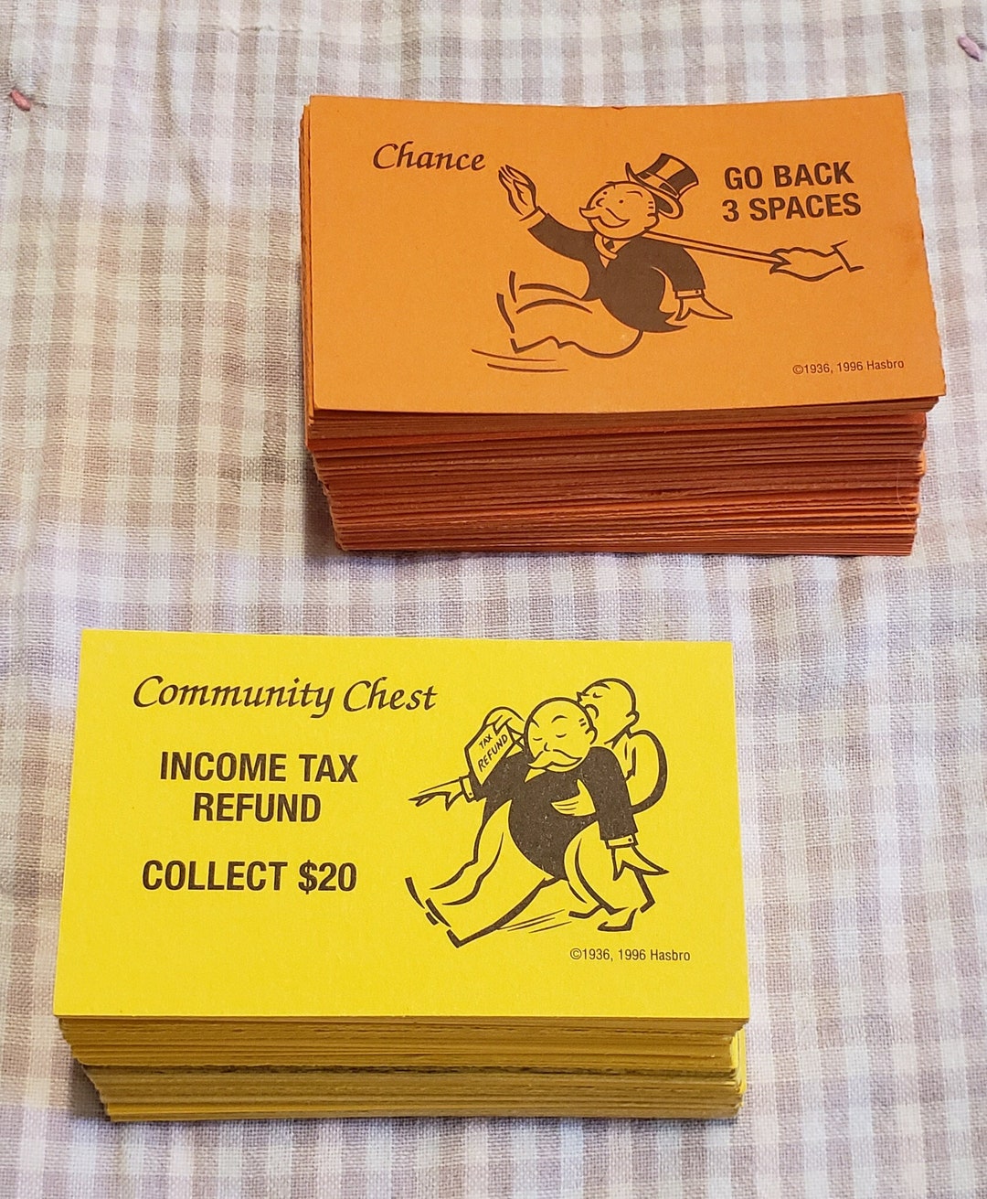 Huge Lot of Vintage Monopoly Chance and Community Chest Cards From