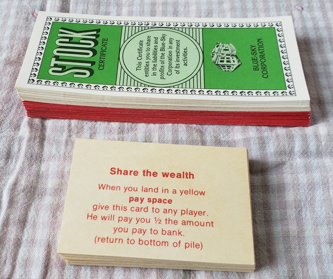Vintage Game of Life Cards Insurance Stock Deed Card Game of Life Share the Wealth Vintage Game