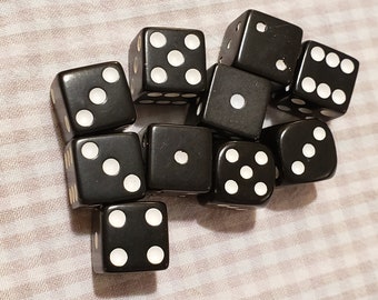 10 Black Dice - Colored Dice - Specialty Dice - Plastic Dice - Black Game Pieces - Dice Lot - Game Lot - Board Game Crafts