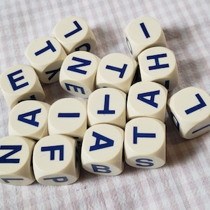16 Boggle Letter Dice - Letter Cubes - Scrabble Cubes - Replacement Game - Game Cubes - Board Game Crafts - Vintage Game Pieces 1990s