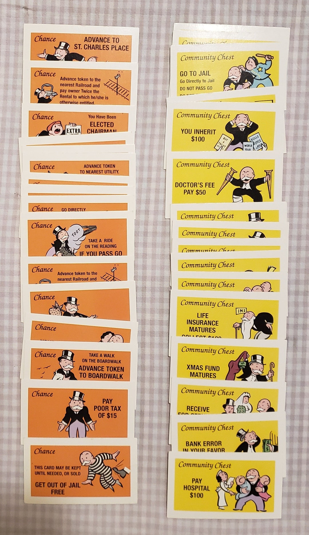 Vintage Monopoly Chance and Community Chest Cards Vintage Deluxe