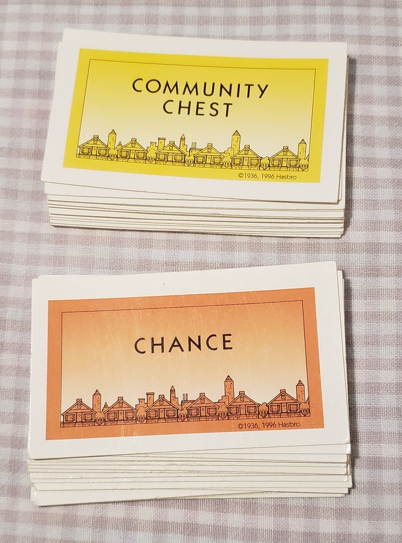 Vintage Monopoly Chance and Community Chest Cards Vintage Deluxe Edition Monopoly Cards Game