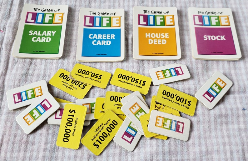 Vintage Game of Life Cards and Chips Card Game of Life Chips Etsy