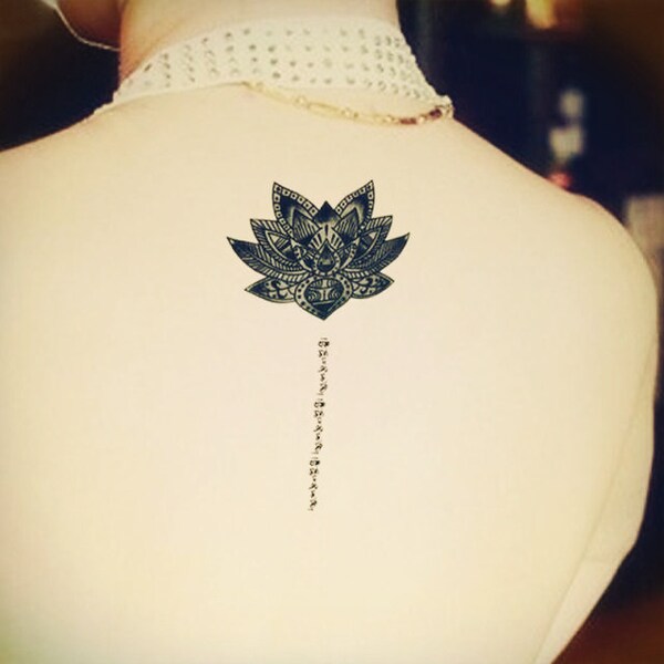Mandala Temporary Tattoo  Ethnic Art  Mandala Large Temporary Tattoo Buddhism Black  Geometric Art lotus tattoo totem
