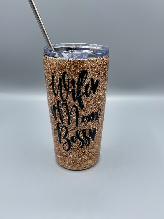 20 oz Rose Gold Glitter Tumber-Travel Cup - Made for Mom