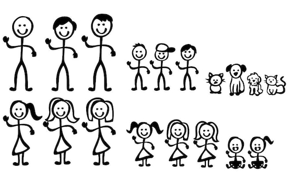 Stick Figure People Family Vector Art SVG Files