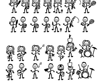 Stick Figure People Family (Activity Themed) - Vector Art SVG Files (with Commercial License)