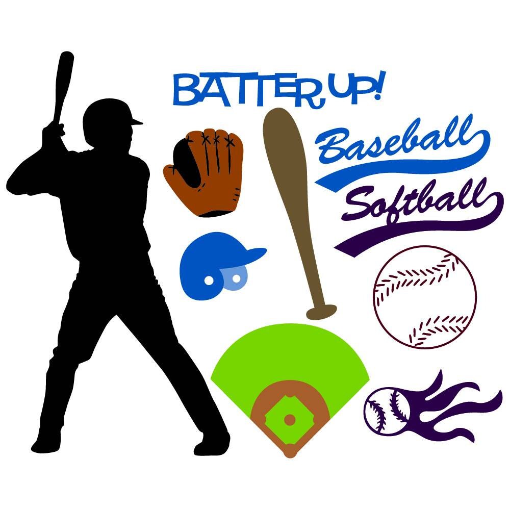Baseball Softball Vector Art Svg Files Player Ball Etsy