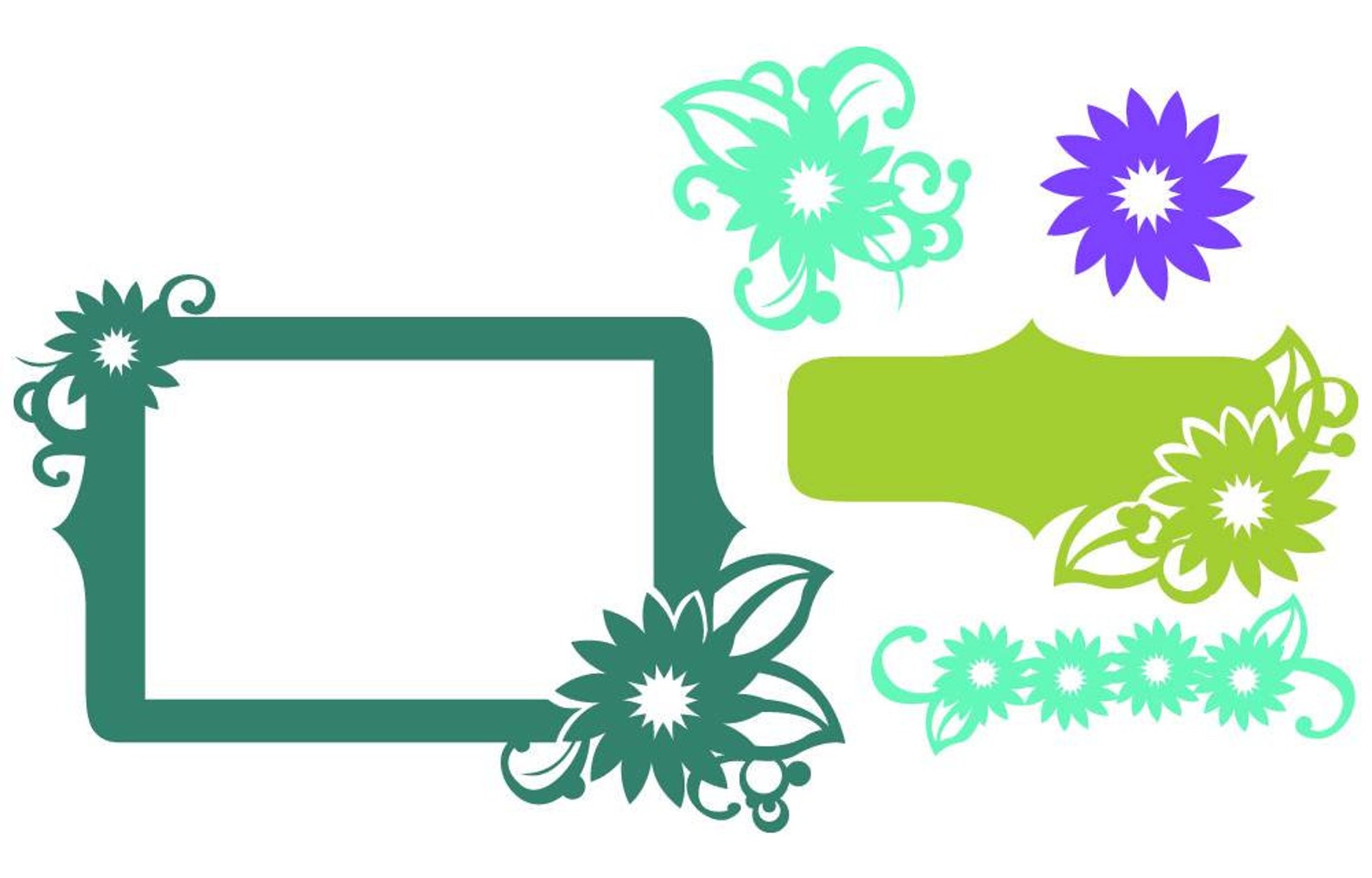 Flowers Picture Frame Nameplate Elements Floral Vector Art - Etsy