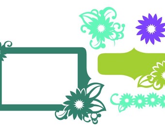 Flowers Picture Frame, Nameplate, Elements Floral Vector Art SVG Files (with Commercial License)