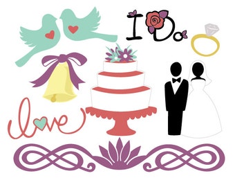 Wedding Elements Vector Art SVG Files (with Commercial License)