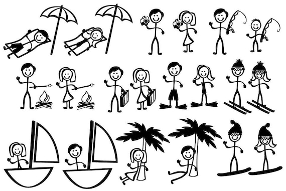Download Stick Figure People Family Vacation Themed Vector Art Svg Etsy