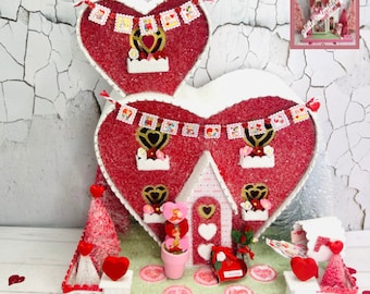 Valentine's Putz Double Heart House with Mailbox