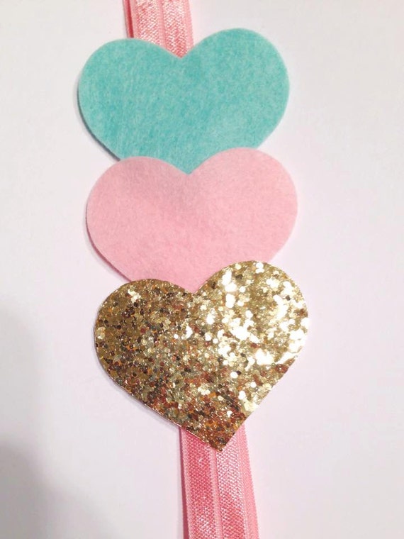 Items similar to Glitter Hearts Headband Valentines Day Headband on Etsy