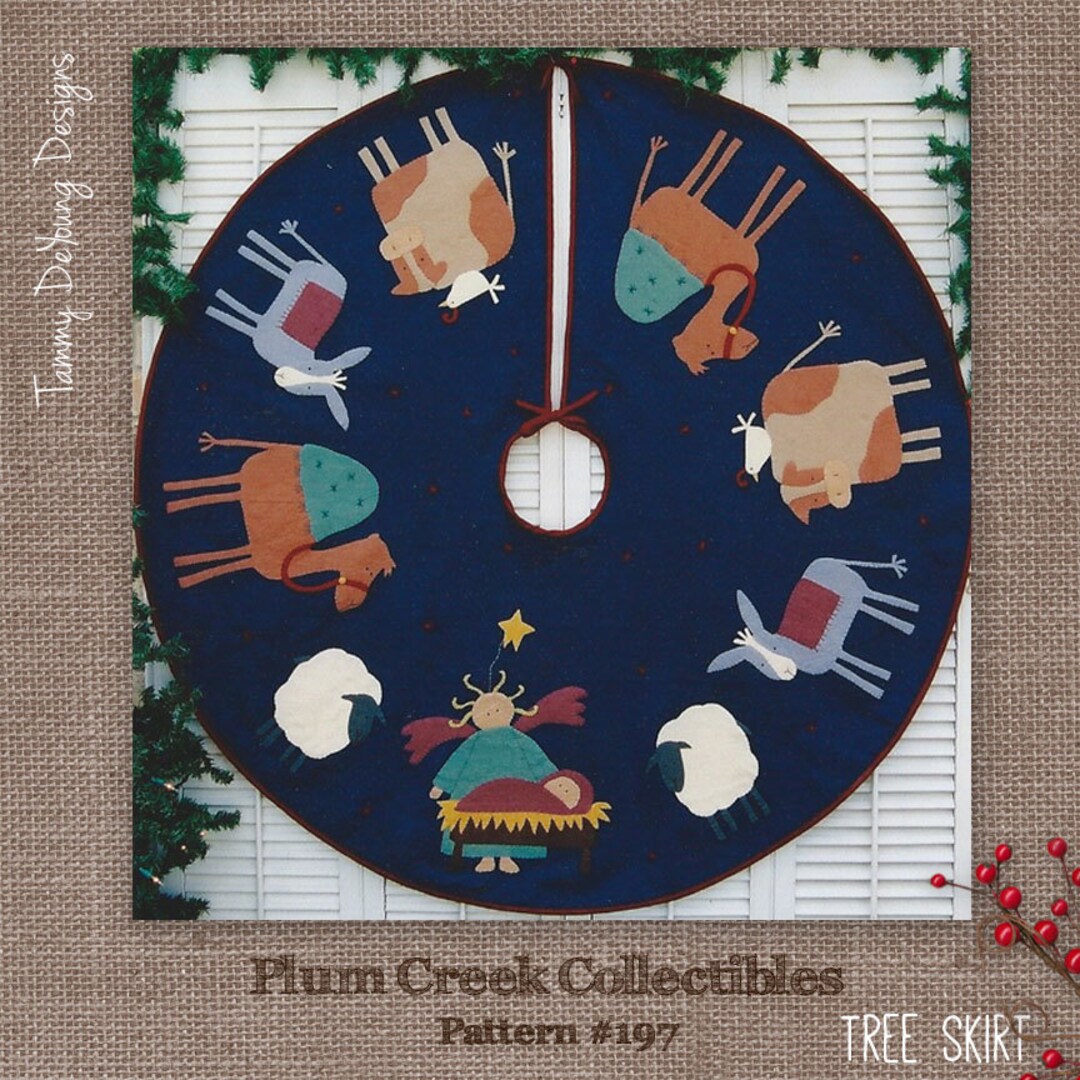 Nativity Christmas Tree Skirt Pattern, Christmas Table Topper, Wool